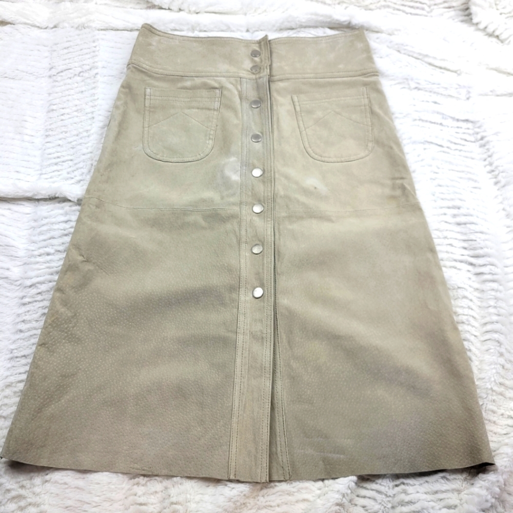 VTG 90s Suede snap front A line skirt